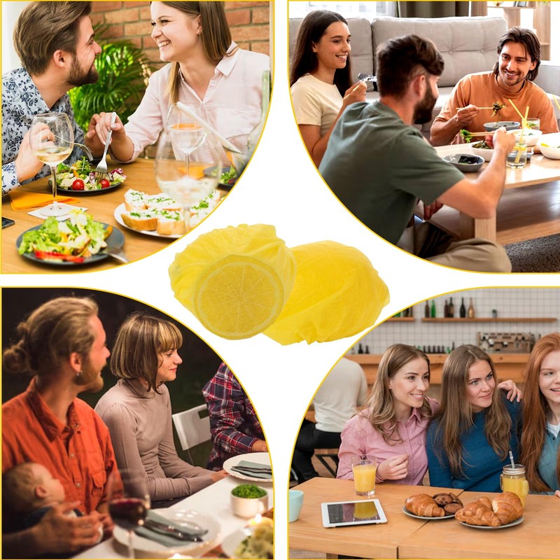 TIESOME 100 Pack Lemon Wedge Stretch Wraps Covers, Lemon Nets