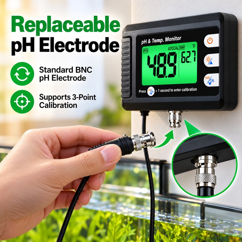 Digital pH and Temperature Monitor for Aquarium & Water Testing