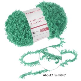 MECCANIXITY Fur Yarn Soft Fluffy Chunky Yarn Fuzzy Eyelash Yarn Lake Green for Crocheting Knit Clothes Bag - 55Yard/50m, 3.46ozx1