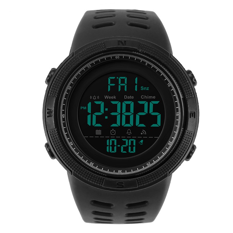 Mens Male Digital Back Light Round Waterproof Sport Watch Wristwatch