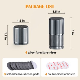xuenair Bed Risers, 3 inch Bed Risers for Adjustable Base,4 Pack Metal Bed Risers Heavy Duty Suitable for Bed，Sofa,Dresser,Tables, TV Cabinet etc （Gray 4 Pack）
