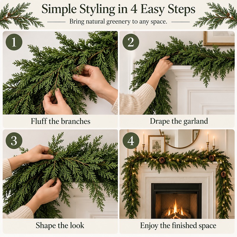 Artificial Cedar Garland for Christmas Decor – 1.8M Hanging Greenery