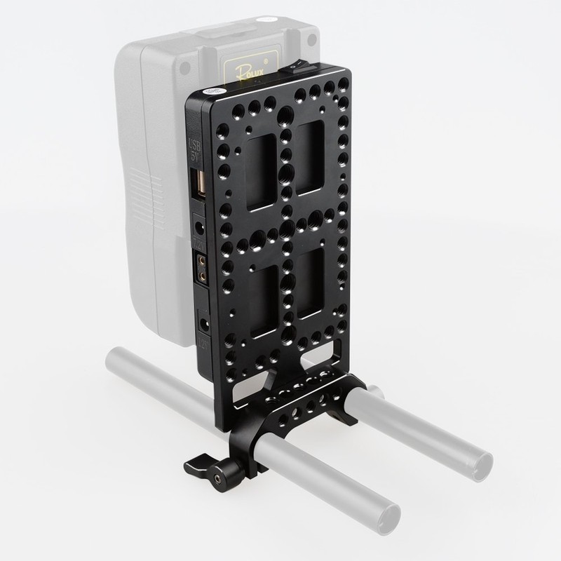 CAMVATE V-マウント バッテリー用電源プレート Vロック 電源スプリッタ 15㎜ロッドクランプ 付 DSLR システム用