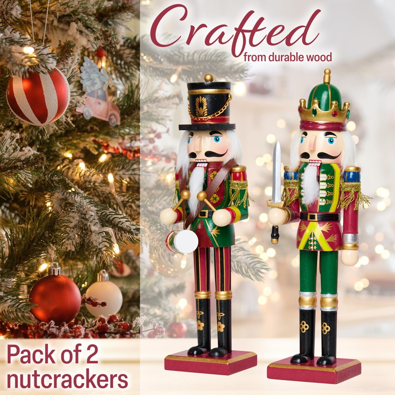 DECO EXPRESS Nutcracker Pack of 2 Wooden Nutcracker Soldier 30cm