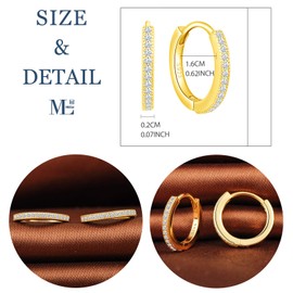 MicLee Woman's girl's Earrings studs, 925 Sterling silver Hoops earrings, mini simple diamond earrings buckle, Inlaid zircon, gold