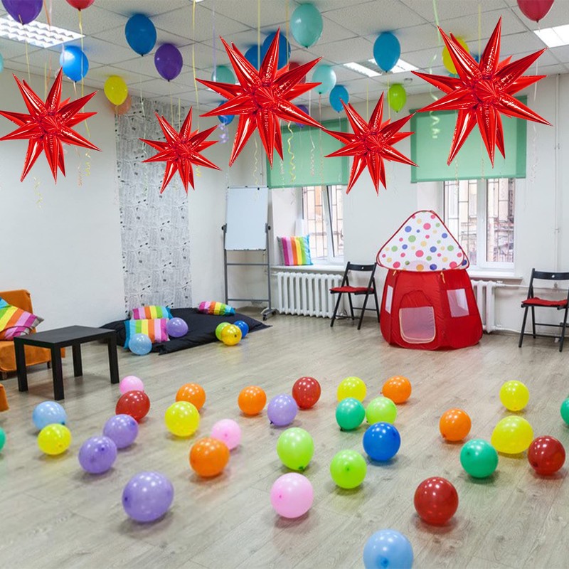 ZAKVOOR 60 Pcs Star Balloons 12 Spike Foil Explosion Party