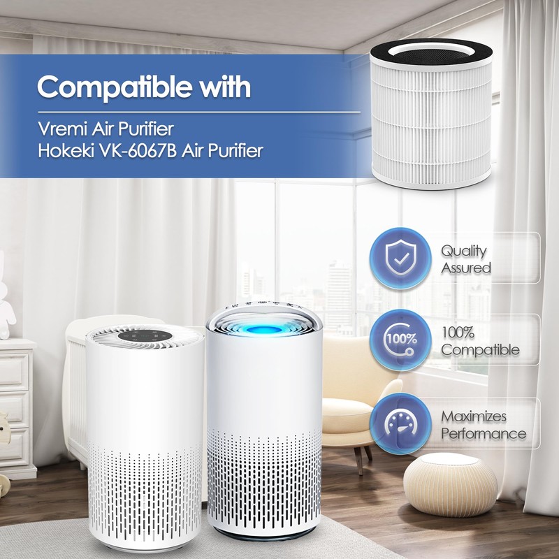 VK-6067B Filter Compatible with Vremi Air Purifier Filter Replacement VRM010685N
