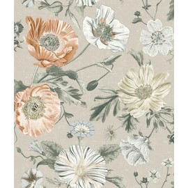 RoomMates Vintage Poppy Orange Peel and Stick Wallpaper, RMK12811PL