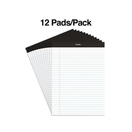 STAPLES Notepads, 8.5-inch x 11.75-inch, Wide Ruled, White, 50 Sheets/Pad, 24/Carton (ST57339M/5733VS)