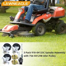 Lawneagle 3 Pack Greased 918-04125C Spindle Assembly with 756-04129B Idler Pulley Replaces Cub Cadet Deck Spindle 918-04125B 918-04125A 618-04126 Spindle 918-04126B for Cub Cadet RZT 50, LT1050 Decks