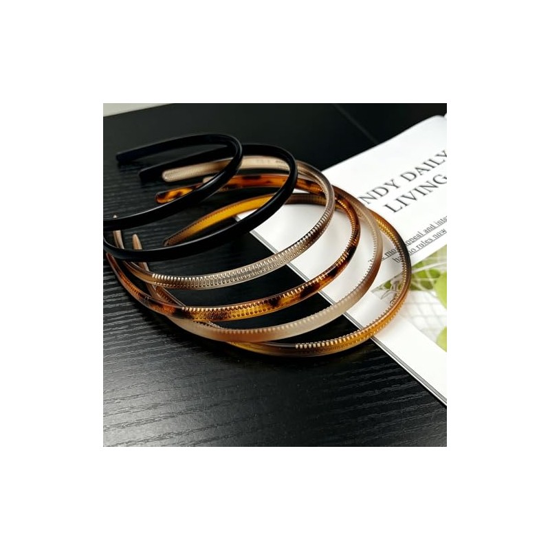 6 Pcs Diadema de Plástico Fina, Elástica y Sin Presión