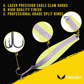 Doctor Spoons Orginal Fishing Lures 3 Pack - Made in USA - Saltwater & Freshwater - Premium Eagle Claw Hook - Walleye, Bass, Northern, Pike, Salmon, Trout, Striper & More - Casting, Jigging, Trolling