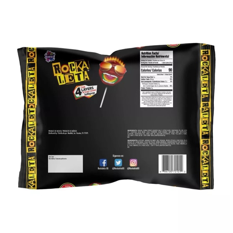 Sonrics - Rockaleta (Spicy Lollipops with Gum Center) 1pk/20ct **MEXICAN