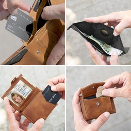 MAGATI Slim Wallet with Coin Compartment, RFID Protection, Mini Wallet Men & Women, Small, il Santo Card Holder, Shopping Trolley Chip Compartment, Wallet, brown, XL coin compartment
