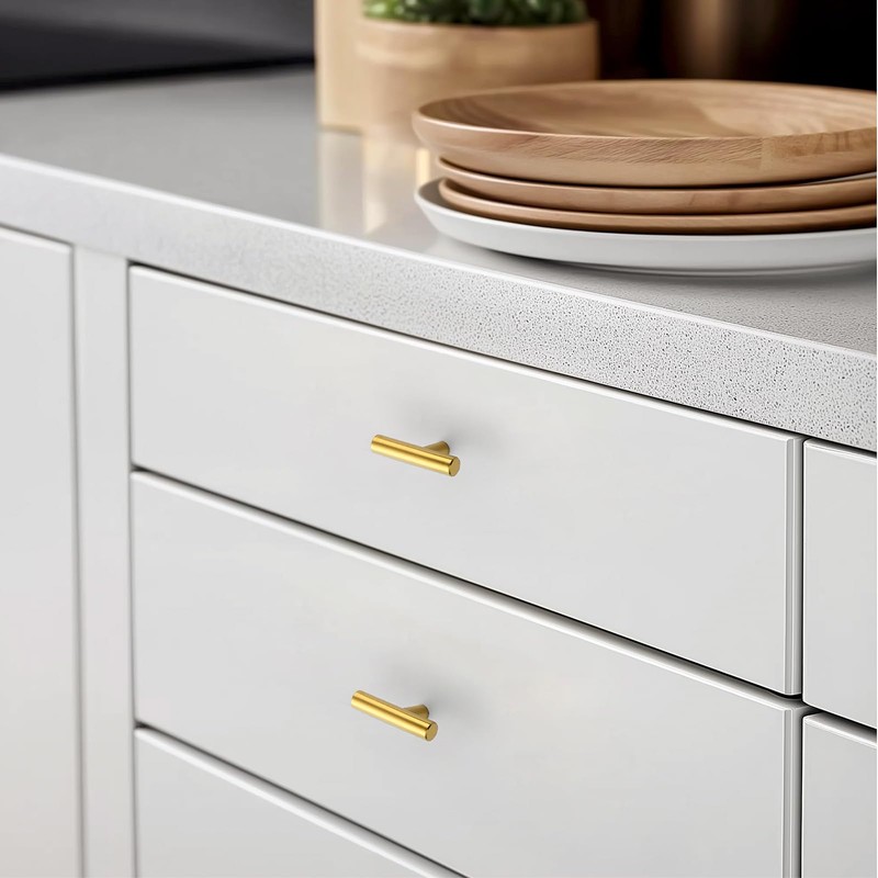 10 Pack Gold Cabinet Knobs 2 Inch - Brushed Brass