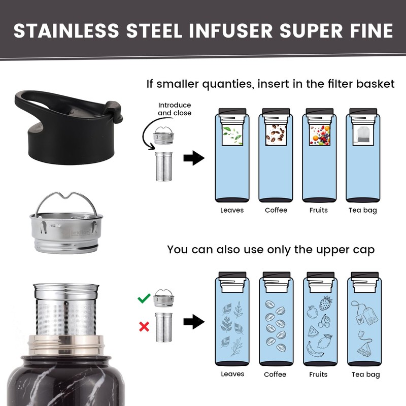 Lexlion Tea Infuser Water Bottle 22 Oz – Triple Wall