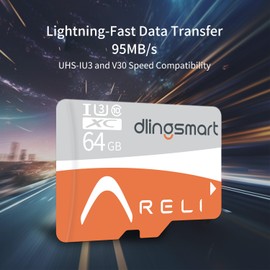 RELI Memory Card 64GB Micro SD Card U3 SDXC Up to 95MB/s High Speed Unmatched Protection Memory Card for Cams & Camera of Bird House