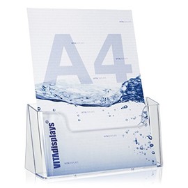 VITAdisplays® Table Brochure Stand Flyer Stand / Brochure Holder (Transparent, DIN A4)