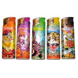 Ed Hardy 5 PC Ed Hardy Lighters Tattoo Different Design Refillable Lighter Random