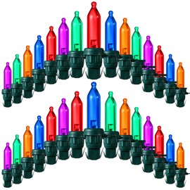 Remagr 240 Pcs Christmas LED Replacement Bulb Mini Wide Angle LED Xmas Bulb LED Tree Light Bulb String Light Replacement Bulb for Christmas Garden Tree Party Decor (Green Base Multi Color Bulb)