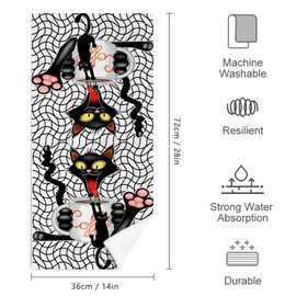 Coffee Cute Cat Hand Towels for Bathroom Decorative 14x28 Inch, Funny Bath Hand Towels Set of 2 for Bathroom Kitchen Hotel Coffee Bar Decor,Gifts for Coffee Lover,Cat Gifts for Women