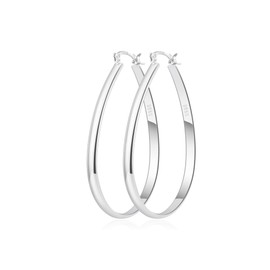 OOOPEL Silver Hoops Earrings for Women Hypoallergenic Large 925 Sterling Silver Oval Hoop Earrings Lightweight Teardrop Oval Hoops Earring for Women Jewelry Gifts 30/40/50/60mm
