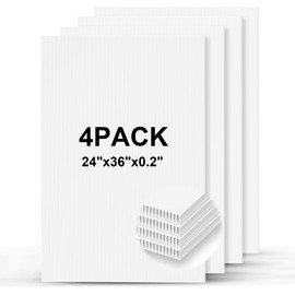Invinton White Poster Board 24x36x0.2 inches, 6 Pack, Thick Corrugated Plastic, Waterproof, for Sign, School Projects, Craft, Art, Indoor and Outdoor Use