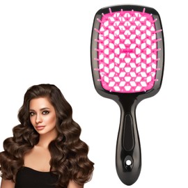 Hair Brush Black Handle with Pink, Detangling Hair Brush Styling Brush for Women Men, Vented Detangling Hair Brush Wet Or Dry Hair Use Flexible with Ease for All Hair Types