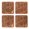 Toronto Map Coaster, Set of 4, Sapele Wooden Coaster with