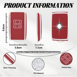TOOMUME Car Key Cover TPU, Car Key Case Fit for Renault Scenic Megane Talisman Koleos Kadjar Clio Captur Espace Zoe Arcan Dacia Duster, Protective Key Fob Cover Key Fob Case - Smart Key