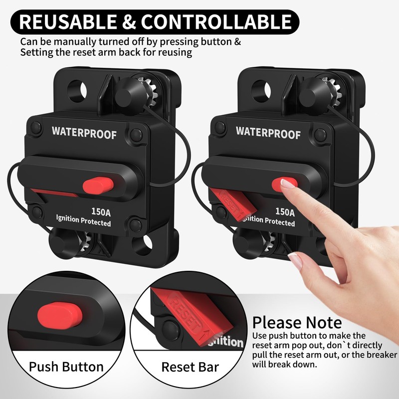 DaierTek 12V 150 Amp Circuit Breaker Marine 12 Volt DC
