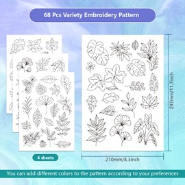 GLOBLELAND 4 Sheets Water Soluble Embroidery Hand Sewing Stabilizers for Fabric Stitch Exercises, Embroidery Stickers, Washable Stabilisers for Embroidery Beginners, 1) Sheet