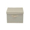Household Essentials Square KD Storage Box With Lid, Cream Linen