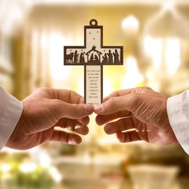 Wooden Cross Ornament for Christmas Tree with Holy Scripture Luke 2:11, Nativity Scene Cross Christmas Ornament, Jesus Christmas Decoration, A Christmas Story Religious Gifts for Family, Christian