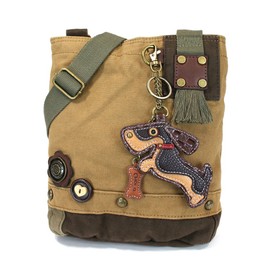 CHALA Patch Crossbody Bag Weiner Dog Dachshund Multi-color (Brown)