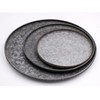 Funerom Round Galvanized Metal Tray Decorative Tray Corrugated Edges (12.6