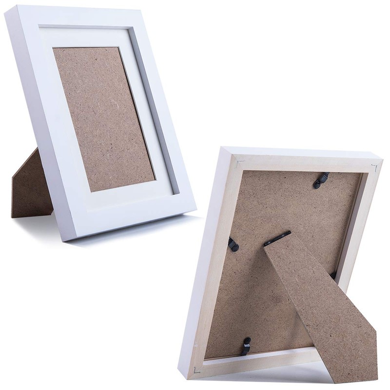 Picture Frames 5x7 White Nature Solid Wood 2 Pack for