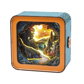 3D Puzzle Nightlight-DIY LED Light 3D Dragon Library Wooden Jigsaw Puzzle-Art Lamp and Craft Kits for Kids and Adults-Birthday Gifts Toys-Home Desk Decor Family Game