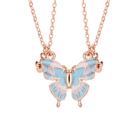 Magnetic Butterfly Necklaces for 2 Best Friends Christmas Birthday Gifts for Girls Blue Matching Friendship Necklaces for Two Girls Bestie BFF Best Friend Forever Gift