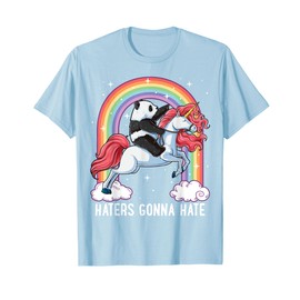 Panda Riding Unicorn Funny Haters Gonna Hate Pandicorn Girls T-Shirt