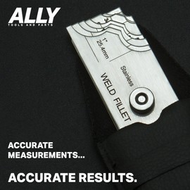 Ally Tools 7 Piece Fillet Welding Inspection Gauge Set Includes Leather Case - (1/8" - 1") Ulnar Metric & Inch - Perfect for Checking Leg Length and Throat Thickness for Professional Welders