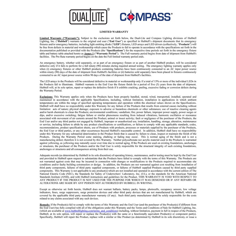 Compass CCG Hubbell Lighting LED 2 Head Emergency Light, White