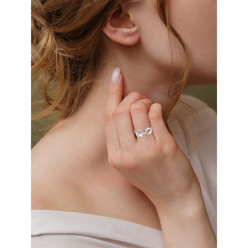 STARCHENIE Infinity Promise Ring 925 Sterling Silver Angel Wings Heart