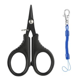 Fishing Scissors, 9Pack 95mm Stainless Steel Fishing Line Scissors, Portable Plier Cutter Braid Line Scissors, Fishing Tackle Scissors, Fishing Line Rig Heavy Duty Multi-Purpose Scissors (Black)