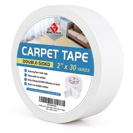 BOMEI PACK Carpet Tape - 2 Inch x 30 Yards Residue-Free, Heavy Duty Double Sided Rug Tape for Carpet, Strong Adhesive and Removable Carpet Repair Tape for Hardwood Floors and Area Rugs