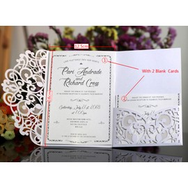 BLUGUL Pack of 10 Wedding Invitation Cards Wedding Cards Hollow Floral Design with 2 Blank Cards Black