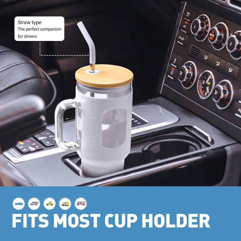 WINSA Glass Tumbler with Straw and Lid, 40 oz glass