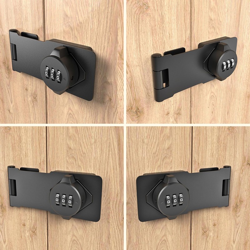 RETRIN 3-Digit Combination Lock, Black, Keyless, Zinc Alloy, Cabinet Door