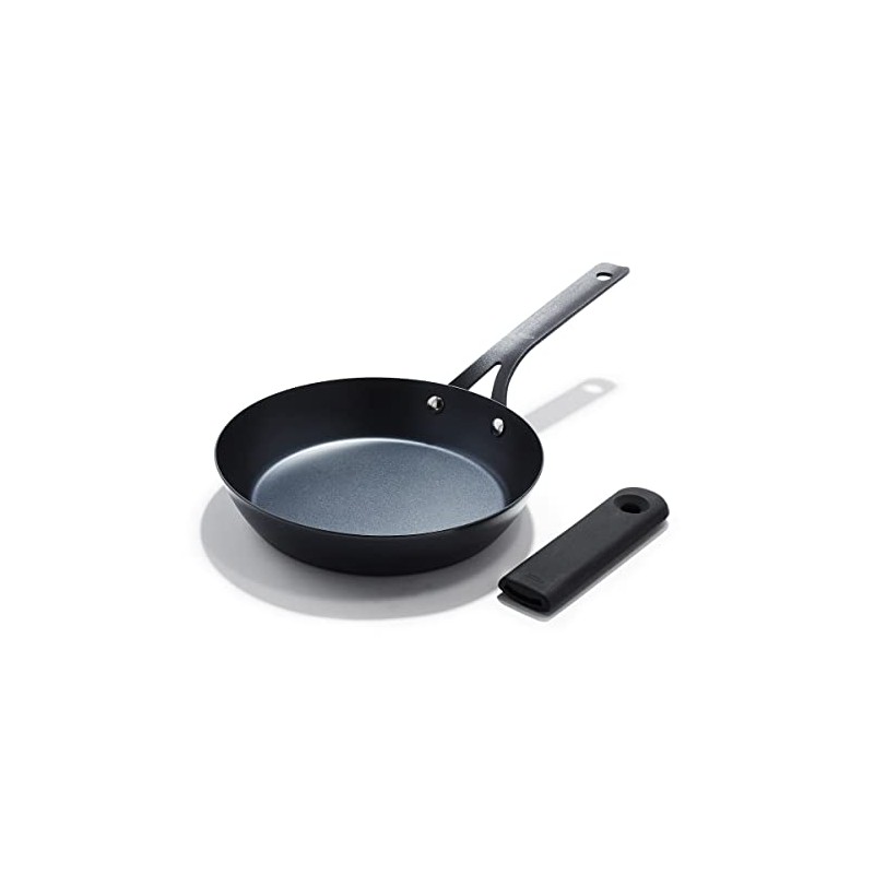 OXO Obsidian Pre-Seasoned Carbon Steel, 8" Frying Pan Skillet with