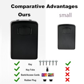 Lockwise XXL Large Key Lock Box, 5.5”x4.1”x2.1” Waterproof Kirsite Combination Lockbox for Keys Outdoor, Portable Key Lock Box Wall Mount with Code (1 Pack, Black)